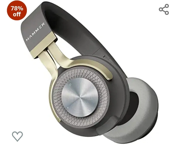 Hammer Bash 2.0 Over The Ear Wireless Bluetooth Headphones with Mic, Deep Bass, Foldable Headphones, Upto 8 Hours Playtime, Workout/Travel, Bluetooth 5.0 (Grey)