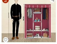 Maison & Cuisine® 88130 Wine Red Without Pocket, 6+2 Fancy Layer Collapsible Wardrobe Portable Foldable for Clothes Racks Steel Tube and PP Plastic (‎126 x 42.5 x 166 cm) (Do-It-Yourself)