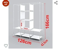 Maison & Cuisine® 88130 Wine Red Without Pocket, 6+2 Fancy Layer Collapsible Wardrobe Portable Foldable for Clothes Racks Steel Tube and PP Plastic (‎126 x 42.5 x 166 cm) (Do-It-Yourself)