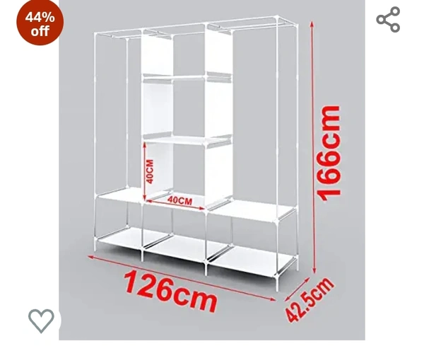 Maison & Cuisine® 88130 Wine Red Without Pocket, 6+2 Fancy Layer Collapsible Wardrobe Portable Foldable for Clothes Racks Steel Tube and PP Plastic (‎126 x 42.5 x 166 cm) (Do-It-Yourself)