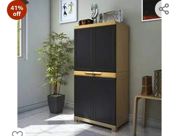 Nilkamal Freedom Mini Medium Plastic Cabinet Brown , 2 Doors