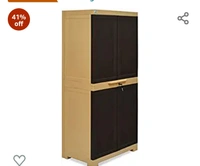 Nilkamal Freedom Mini Medium Plastic Cabinet Brown , 2 Doors