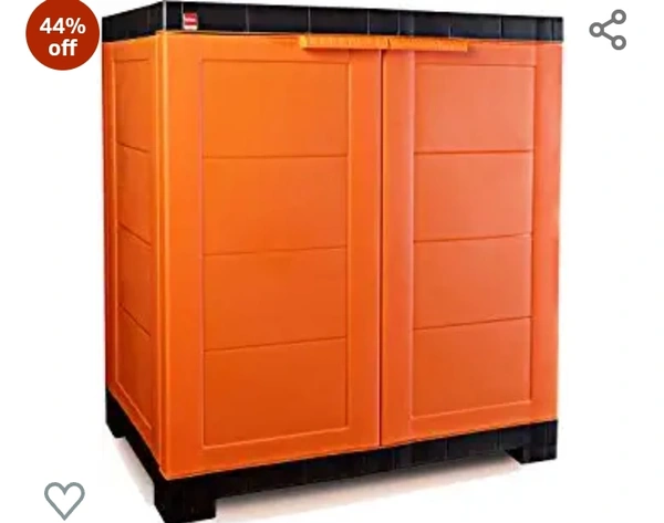 Cello Novelty Compact Plastic 2 Door Cupboard with Shelf(Orange and Brown)