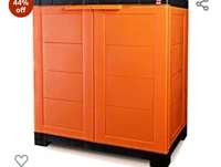 Cello Novelty Compact Plastic 2 Door Cupboard with Shelf(Orange and Brown)