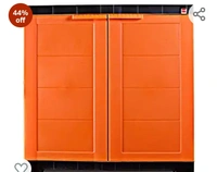 Cello Novelty Compact Plastic 2 Door Cupboard with Shelf(Orange and Brown)
