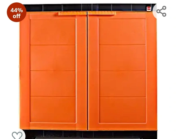Cello Novelty Compact Plastic 2 Door Cupboard with Shelf(Orange and Brown)