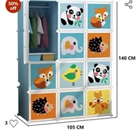R.K. International Kid's Plastic Wardrobe Cabinet 12 Door Storage Organizer Almirah Rack Shelf for Clothes Living Room Bedroom, (Blue)50%off