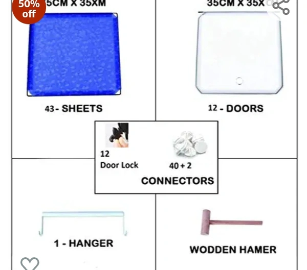 R.K. International Kid's Plastic Wardrobe Cabinet 12 Door Storage Organizer Almirah Rack Shelf for Clothes Living Room Bedroom, (Blue)50%off