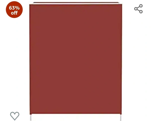 bae Stora Mini Collapsible Wardrobe Armoire almari Closet Clothes Storage Rack 5 Shelves 5 Sides, Quick and Easy to Assemble (Red, Maroon)63%off