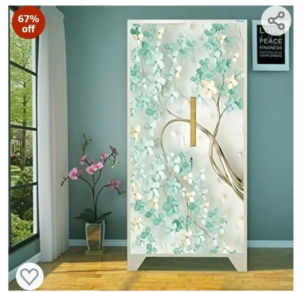 WallDaddy Self Adhesive Almirah Stickers, Wall Stickers, Decorative Sticker Wallpaper for Home Wardrobe Doors(Branch Flower Almirah) PVC Vinyl Size Large (39 x 84 Inch)