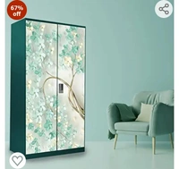 WallDaddy Self Adhesive Almirah Stickers, Wall Stickers, Decorative Sticker Wallpaper for Home Wardrobe Doors(Branch Flower Almirah) PVC Vinyl Size Large (39 x 84 Inch)