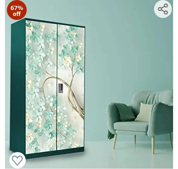 WallDaddy Self Adhesive Almirah Stickers, Wall Stickers, Decorative Sticker Wallpaper for Home Wardrobe Doors(Branch Flower Almirah) PVC Vinyl Size Large (39 x 84 Inch)