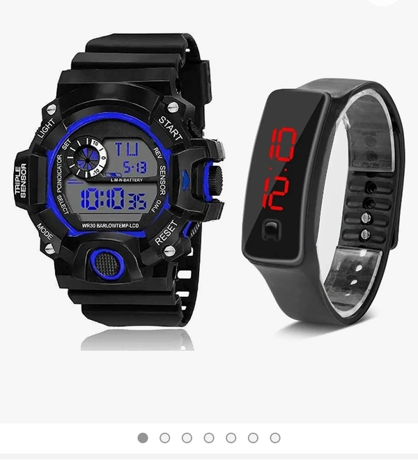 SELLORIA Digital Black Dial Silicone led Boys Kids Watch Combo Pack of 2 Watches