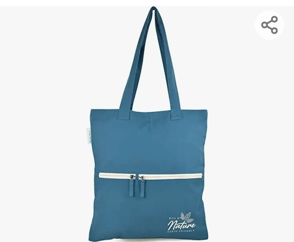 CarionCarion Cotton Reusable Ecofriendly Shopping Zipper Tote Carry Bag_Be Original_Sea Blue
