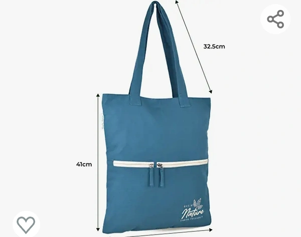CarionCarion Cotton Reusable Ecofriendly Shopping Zipper Tote Carry Bag_Be Original_Sea Blue