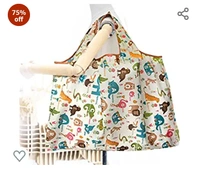 Wolpin Foldable Shopping Bag for Grocery - Folds to Pocket Size, Tote Grocery Shoulder Handbag Travel Bag for Men and Women (40 x 40 cm)