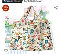 Wolpin Foldable Shopping Bag for Grocery - Folds to Pocket Size, Tote Grocery Shoulder Handbag Travel Bag for Men and Women (40 x 40 cm)