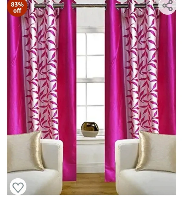 Indra Inira Trendz Polyester Solid Curtain, Pink83%off