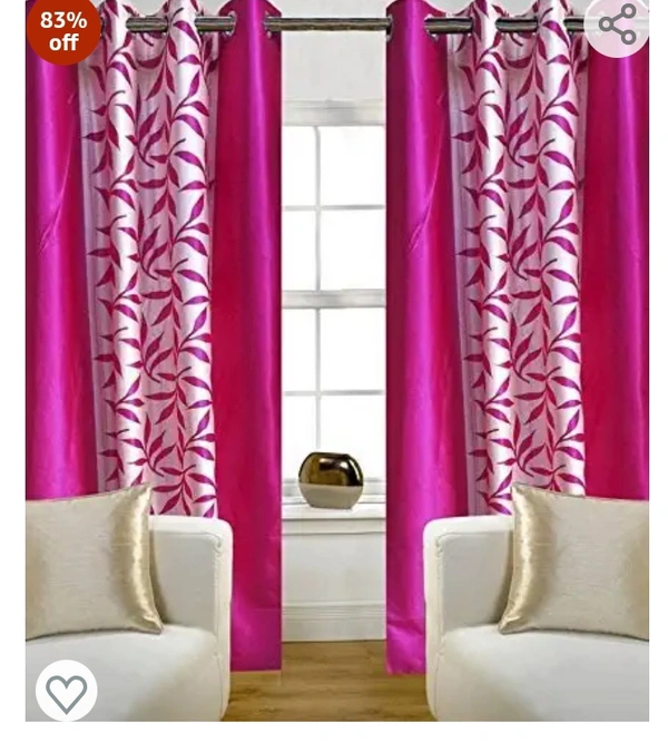 Indra Inira Trendz Polyester Solid Curtain, Pink83%off