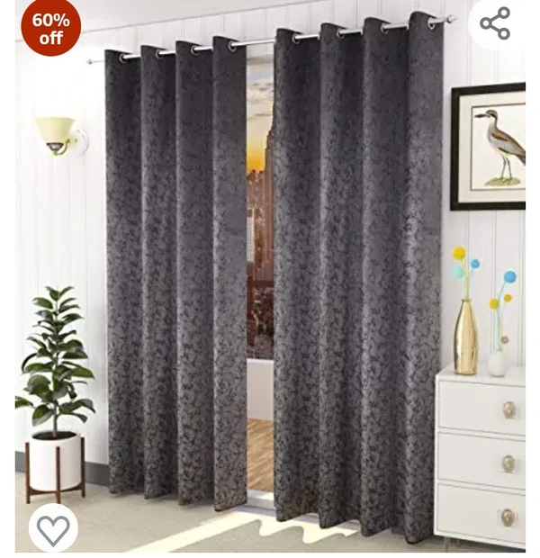 Homeutsha Home Utsav 1 Piece Premium Room Darkening Suede Velvet Fabric Curtains for Door 7 Feet, Grey60%off