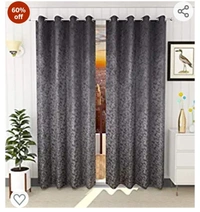 Homeutsha Home Utsav 1 Piece Premium Room Darkening Suede Velvet Fabric Curtains for Door 7 Feet, Grey60%off