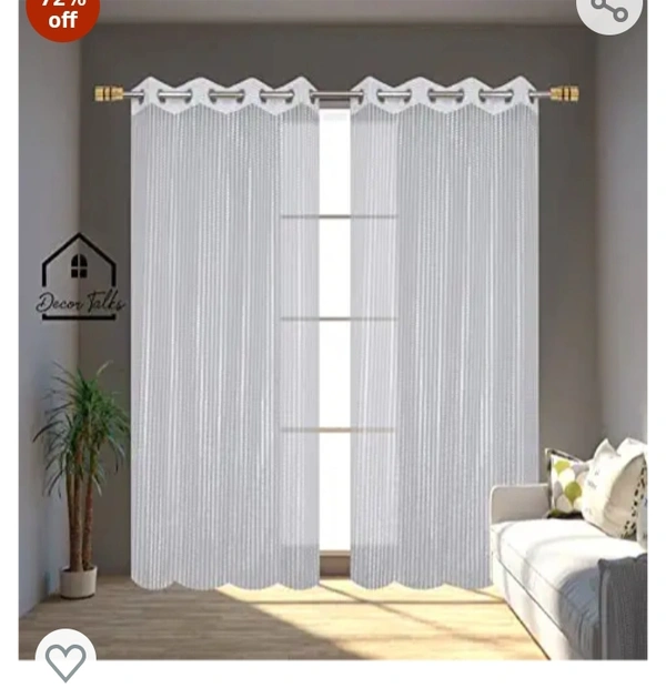 Decor Talks Polyester Fancy Transparent Sheer Tissue Net Long Door Curtain Parda for Drawing Room , Living Room/Bedroom , 9 Feet , White , Pack of 1 Pcs72%off