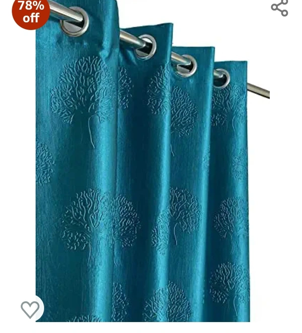 Decor Talks Premium Polyester Floral Tree Punch Window Curtain Parda for Living / Drawing and Bedroom , 5 Feet , Aqua , Pack of 1, grommets78%off