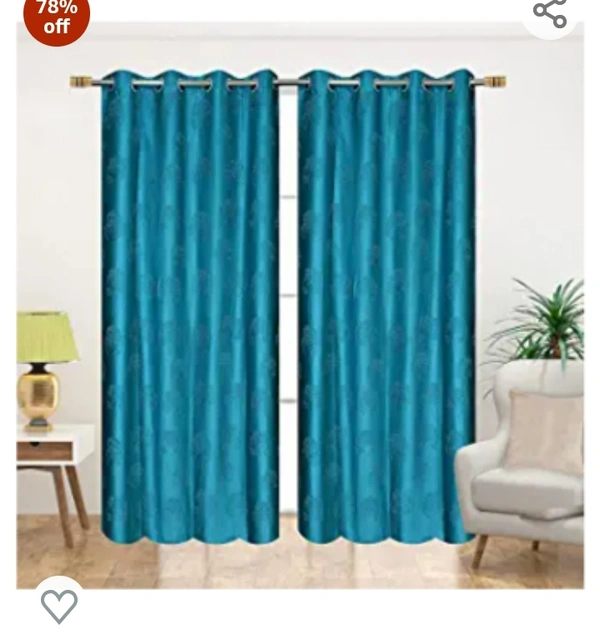 Decor Talks Premium Polyester Floral Tree Punch Window Curtain Parda for Living / Drawing and Bedroom , 5 Feet , Aqua , Pack of 1, grommets78%off