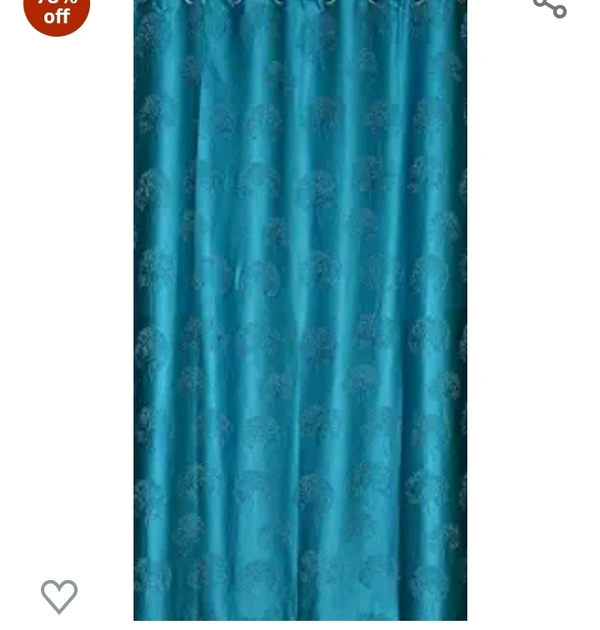 Decor Talks Premium Polyester Floral Tree Punch Window Curtain Parda for Living / Drawing and Bedroom , 5 Feet , Aqua , Pack of 1, grommets78%off