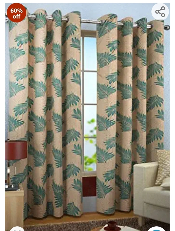 Homefab India Set of 2 Candy Plain Aqua Blue Curtains(HF297)60%off