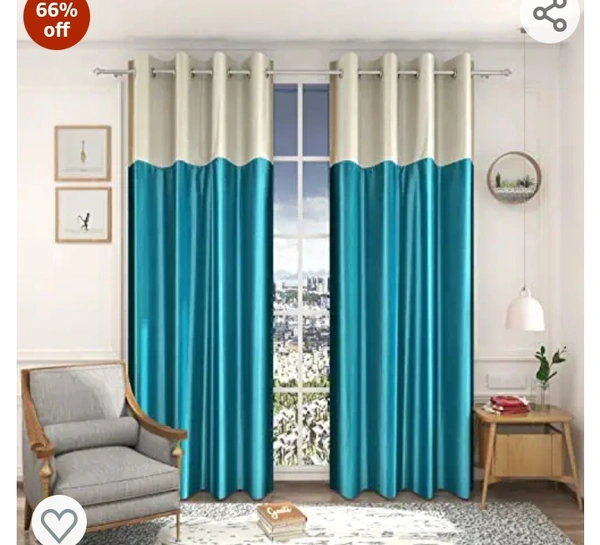 Decor Talks Heavy Premium Polyester Solid Patch Panels Long Crush Fancy Door Curtain Parda for Home , Drawing Room , Living Room/Bedroom , 7 Feet , Aqua , Pack of 1 Pcs66%off
