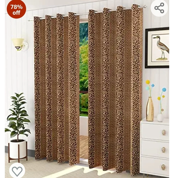 Honey Traders Polyresin Curtain, 7 Feet, Brown, Pack of 1, Floral, Grommets78%off