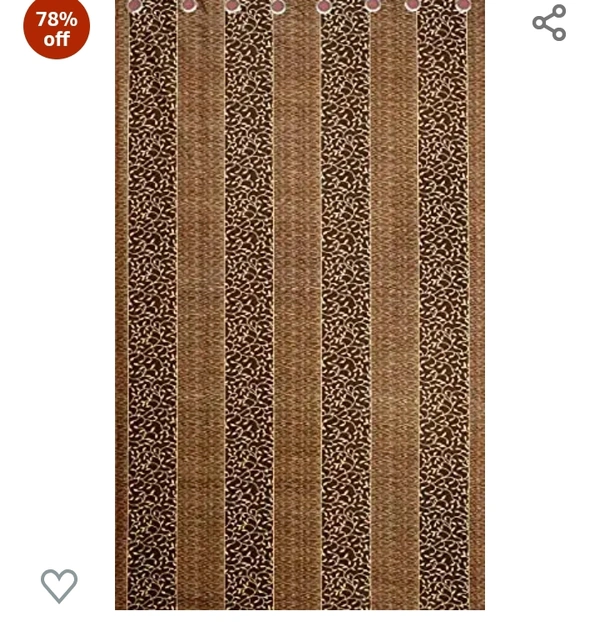 Honey Traders Polyresin Curtain, 7 Feet, Brown, Pack of 1, Floral, Grommets78%off
