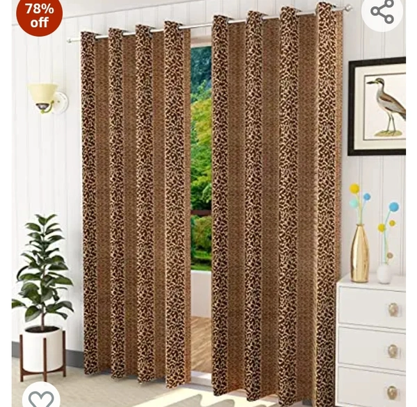 Honey Traders Polyresin Curtain, 7 Feet, Brown, Pack of 1, Floral, Grommets78%off
