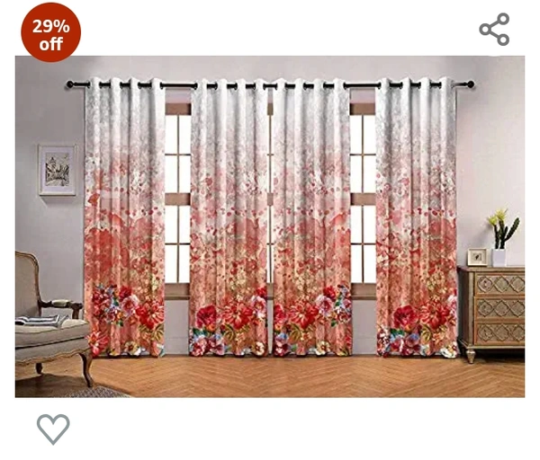 Ultimate Trends Polyester Floral Curtain, Door 7 feet Pack of 1, (UTCR25072_7ft_1_New)29%off