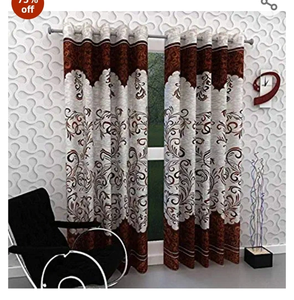 Beloxs Blexos Polyester Abstract Door Curtain (Coffee Brown, 7 Feet) - Pack of 273%off