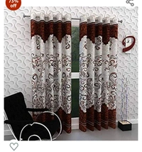 Beloxs Blexos Polyester Abstract Door Curtain (Coffee Brown, 7 Feet) - Pack of 273%off