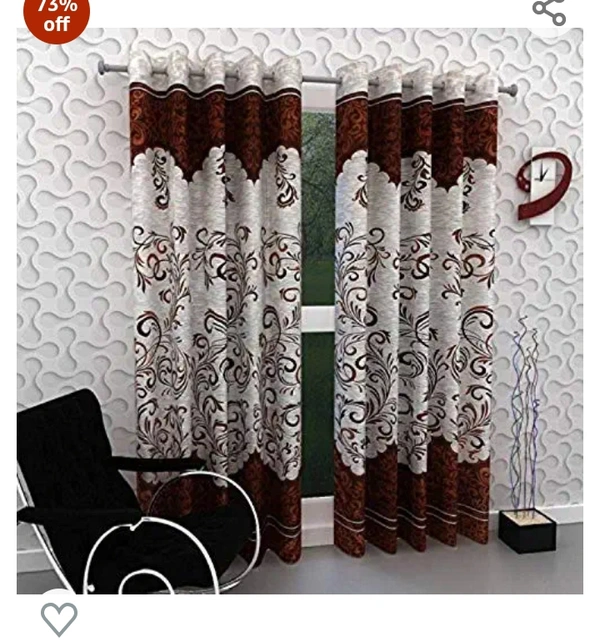 Beloxs Blexos Polyester Abstract Door Curtain (Coffee Brown, 7 Feet) - Pack of 273%off