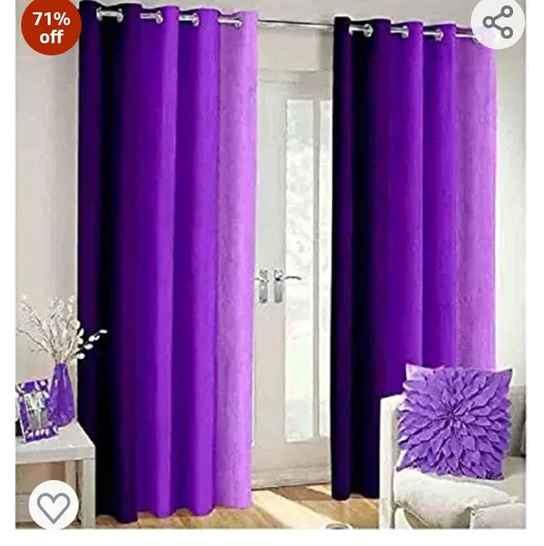 Polartains 2 Piece Eyelet Striped (Patta) Polyester Long Door Curtains Purple (Window) 5 Feet