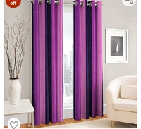 Polartains 2 Piece Eyelet Striped (Patta) Polyester Long Door Curtains Purple (Window) 5 Feet