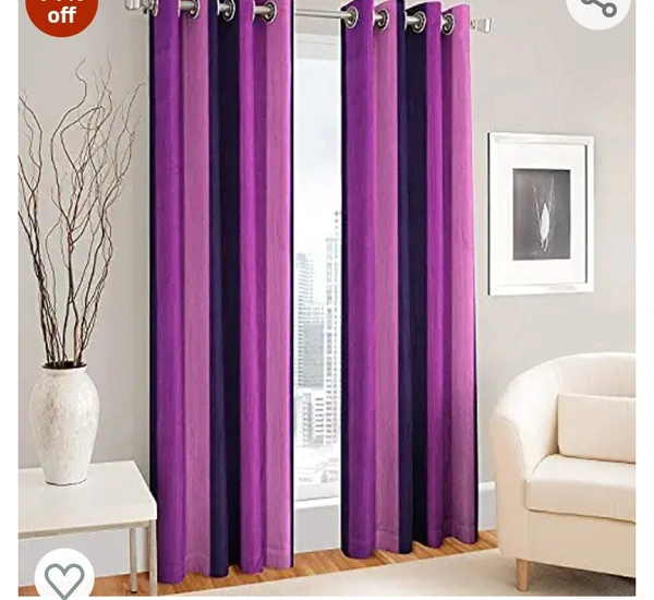Polartains 2 Piece Eyelet Striped (Patta) Polyester Long Door Curtains Purple (Window) 5 Feet