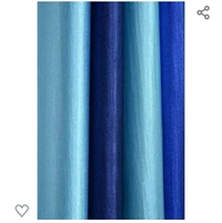 Polartains 2 Piece Eyelet Striped (Patta) Polyester Long Door Curtains Blue (Window) 5 Feet, Grommets