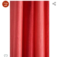 Polartains 2 Piece Eyelet Striped (Patta) Polyester Long Door Curtains Red (Window) 5 Feet