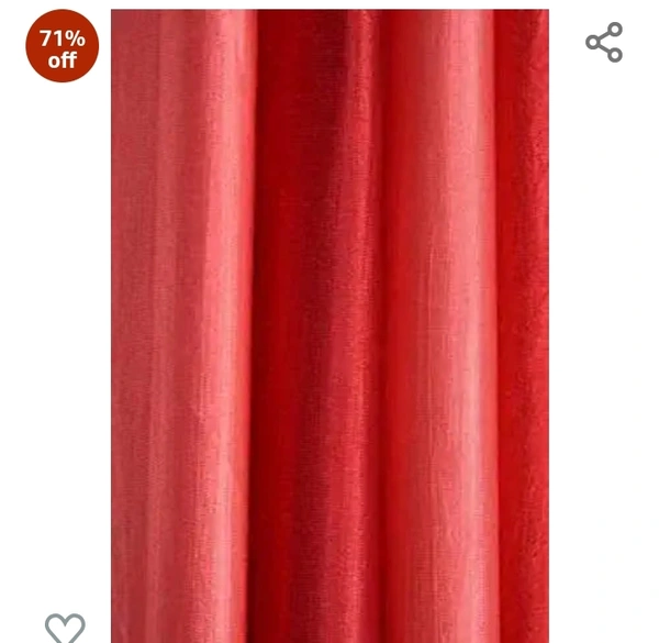 Polartains 2 Piece Eyelet Striped (Patta) Polyester Long Door Curtains Red (Window) 5 Feet