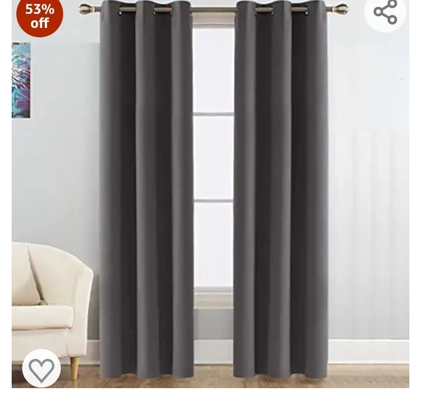 Home Utsav 2 Piece Faux Silk 100% Opaque Blackout Curtains for Door 7 Feet, Grey