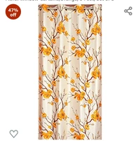 Yarnis Polyester Eyelet (2 Flower + 1 Plain) Printed Floral Window Curtains,Orange, 5 Feet, Set of 347%off