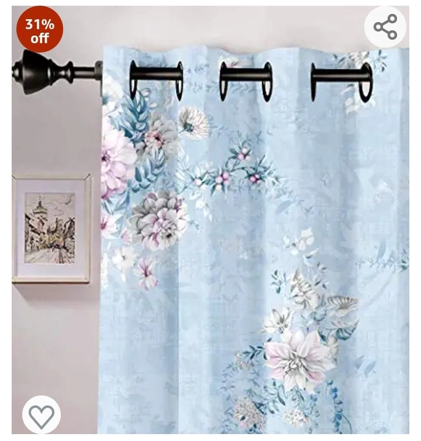 Ultimate Trends Polyester Digital Printed Floral Curtains for Door - 7 feet Set of 2, Sky Blue Color31%off