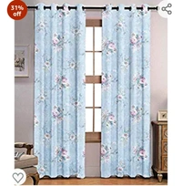 Ultimate Trends Polyester Digital Printed Floral Curtains for Door - 7 feet Set of 2, Sky Blue Color31%off