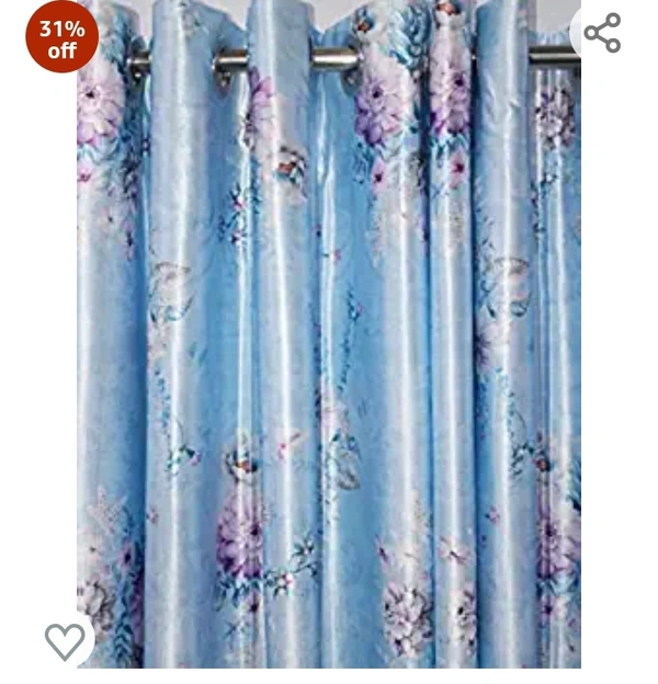 Ultimate Trends Polyester Digital Printed Floral Curtains for Door - 7 feet Set of 2, Sky Blue Color31%off