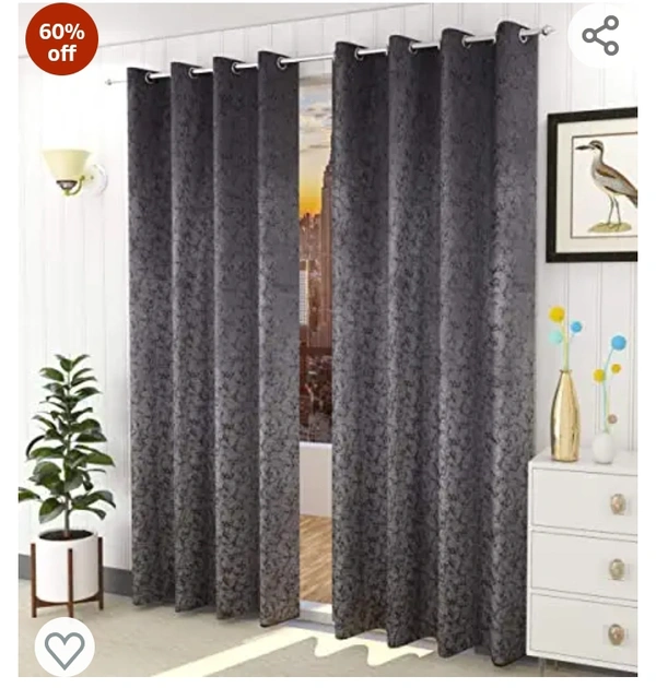 Homeutsha Home Utsav 1 Piece Premium Room Darkening Suede Velvet Fabric Curtains for Door 7 Feet, Grey60%off